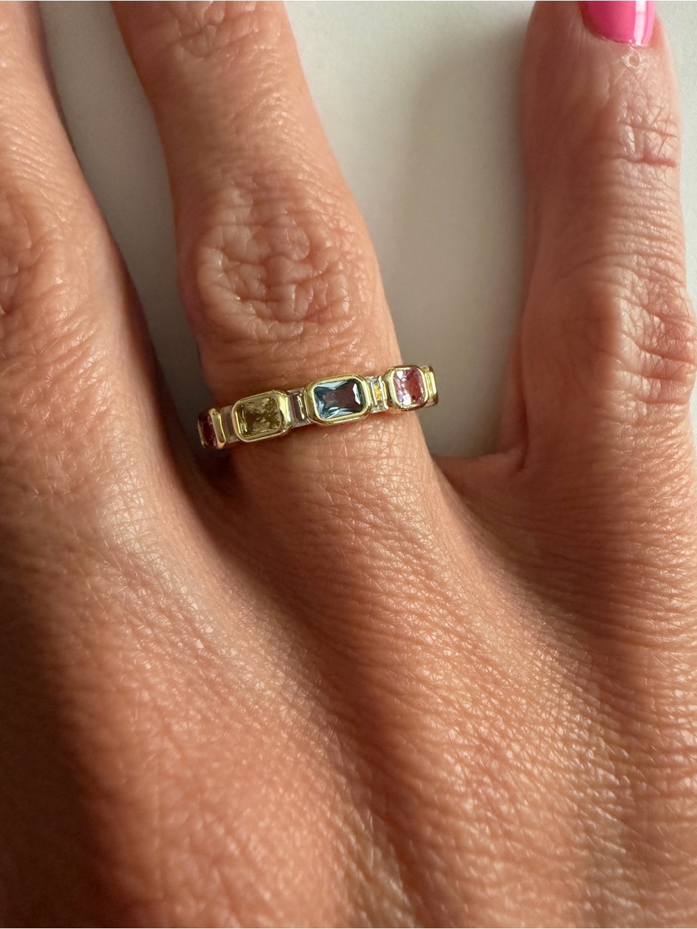 18K Gold Filled Multicolor Bezel-Set AAA CZ Eternity Ring